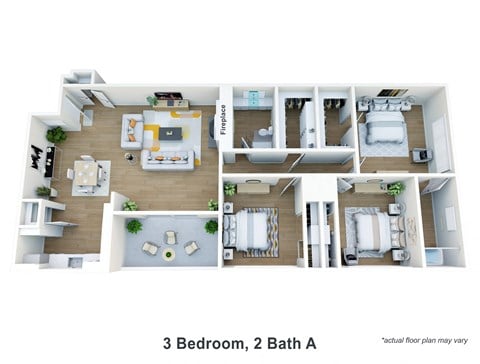Floor plan for 3 beds, 2 baths, 2500 sqft