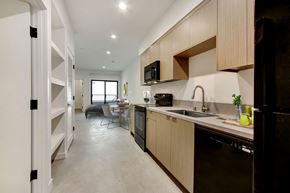Los Angeles apartment for rent - a kitchen and dining area in a 555 waverly unit