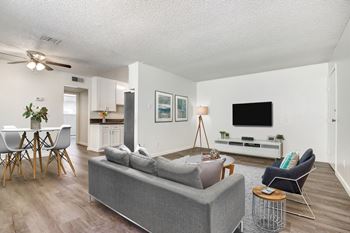 Luxury vinyl plank flooring in select homes