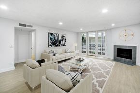 Los Angeles apartment for rent - a living room with two couches and a fireplace