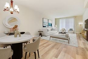 Encino apartment for rent - a living room and dining room with a table and chairs