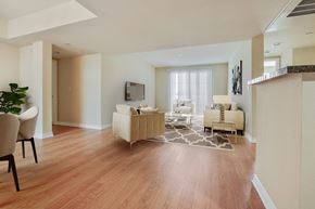 Encino apartment for rent - a living room and dining room with a hard wood floor