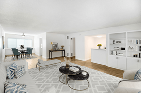 Studio City apartment for rent - a living room with a couch and a table