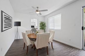 Los Angeles apartment for rent - A dining room with a table and chairs.