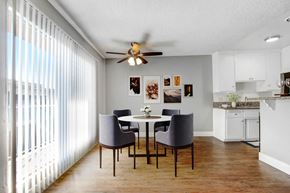 Los Angeles apartment for rent - A dining room with a table and chairs.