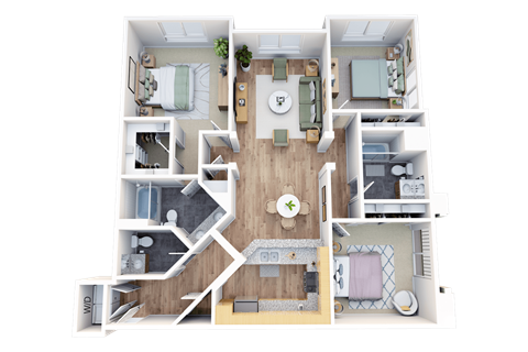 Floor plan for 3 beds, 2.5 baths, 1565 sqft