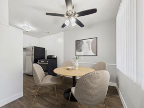 Los Angeles apartment for rent - A dining room with a table and chairs.