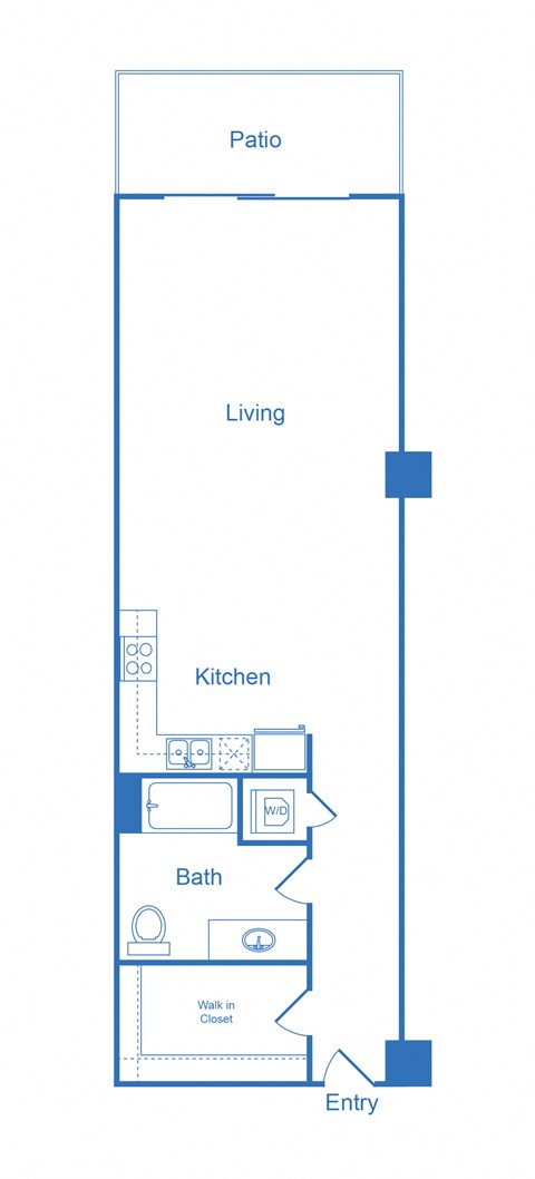 Floor plan for 1 bed, 1 bath, 1000 sqft