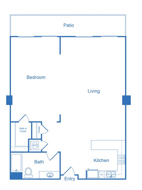 Floor plan for 1 bed, 1 bath, 1190 sqft