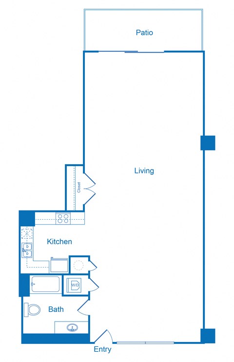 Floor plan for 1 bed, 1 bath, 1140 sqft