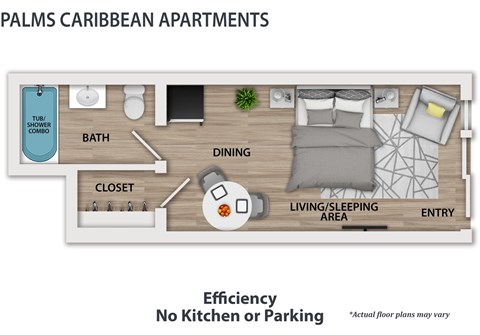 Floor plan for studio, 1 bath, 550 sqft