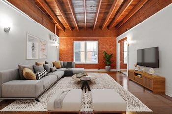 Exposed brick walls in home