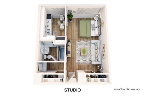 Floor plan for studio, 1 bath, 425 sqft