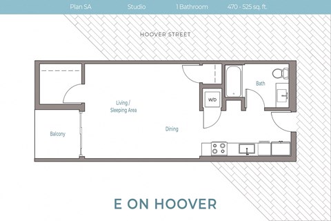 Floor plan for studio, 1 bath, 470 sqft