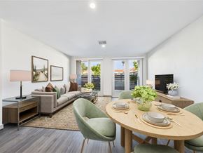 Los Angeles apartment for rent - A modern dining room with a round table set for two.