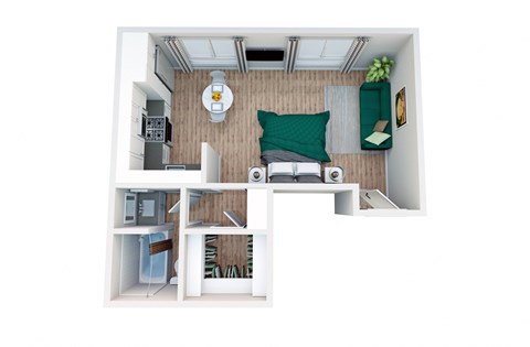 Floor plan for studio, 1 bath, 550 sqft
