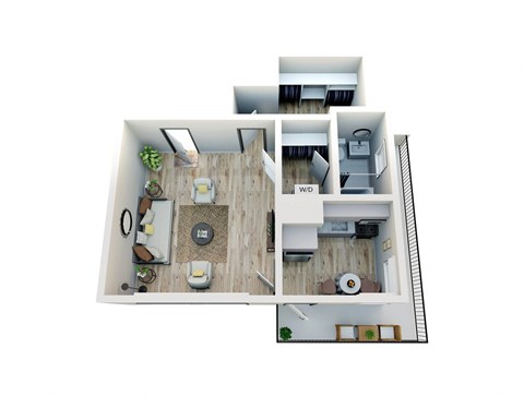 Floor plan for studio, 1 bath, 530 sqft