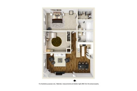 Floor plan for 2 beds, 2 baths, 1020 sqft