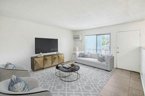 Reseda apartment for rent - A living room with a television, sofa, and coffee table.