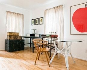 Los Angeles apartment for rent - a dining room with a glass table and chairs