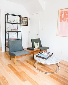 Los Angeles apartment for rent - a living room with two chairs and a coffee table