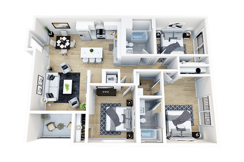 Floor plan for 3 beds, 2 baths, 1548 sqft