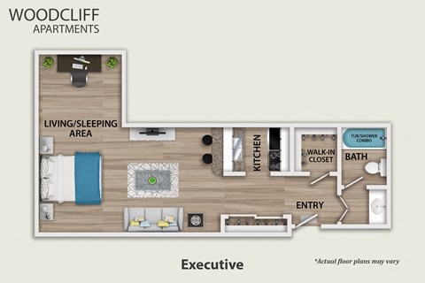 Floor plan for studio, 1 bath, 450 sqft