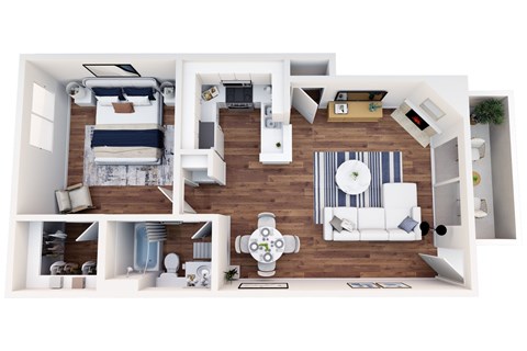 Floor plan for 1 bed, 1 bath, 850 sqft