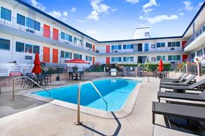 Studio City apartment for rent - our apartments have a pool and lounge chairs in the courtyard