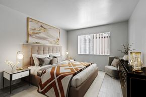 Canoga Park apartment for rent - a bedroom with a bed and a window