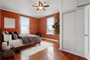 Exposed brick walls in home