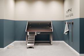 Bellflower apartment for rent - a desk with a sink and a towel rack