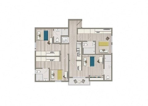 Floor plan for 1 bed, 1 bath, 202 sqft
