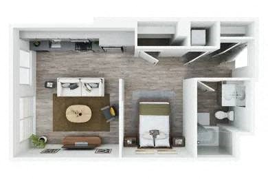 Floor plan for studio, 1 bath, 541 sqft