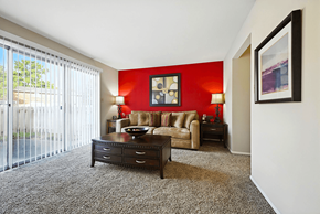 Indianapolis apartment for rent - Living room of a 2-bedroom apartment at Ashton Pointe Apartments.