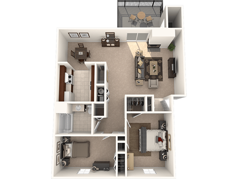 Floor plan for 2 beds, 1 bath, 900 sqft