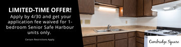 Indianapolis apartment for rent - A kitchen interior with a counter and a stove top oven.