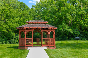 Shelbyville apartment for rent - Gazebo and picnic area at Blueridge Terrace Apartments, surrounded by green space and landscaping.