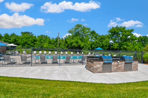 Indianapolis apartment for rent - Grilling station at Ashton Brook Apartments, featuring outdoor grills.