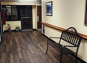 Marshall apartment for rent - Interior common space at Marshall House Apartments with bench seating.