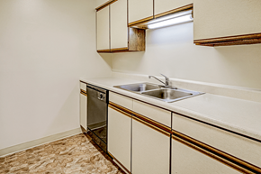 Indianapolis apartment for rent - Kitchen with cabinets at Thompson Village Apartments, Indianapolis, IN, 46227