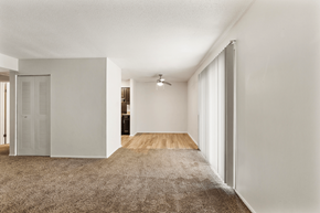 Indianapolis apartment for rent - Open-concept living and dining area in a 1-bed, 1-bath apartment at Bradford Lake Apartments.