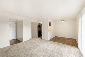 Kendallville apartment for rent - Open-concept living and dining space in a 1-bed, 1-bath apartment at Carriage House Apartments, Kendallville.
