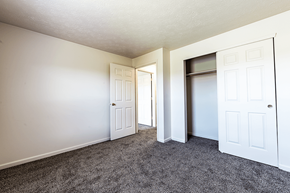 Elkhart apartment for rent - Secondary bedroom with carpets in a two-bedroom, two-bath apartment at North Lake Apartments.