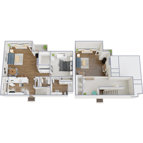 Floor plan for 1 bed, 1 bath, 1300 sqft