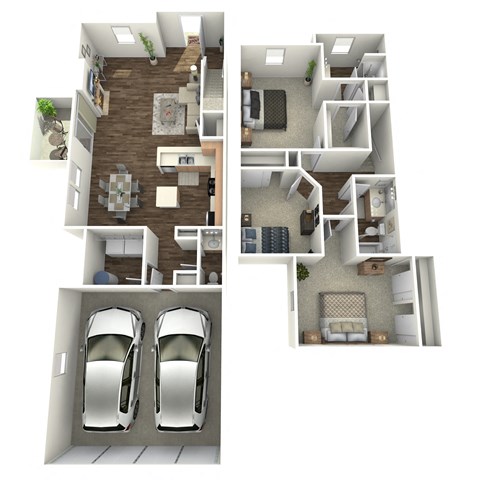 Floor plan for 3 beds, 2.5 baths, 1532 sqft