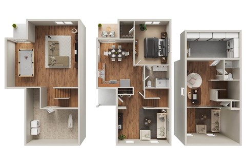 Floor plan for 1 bed, 2 baths, 1601 sqft