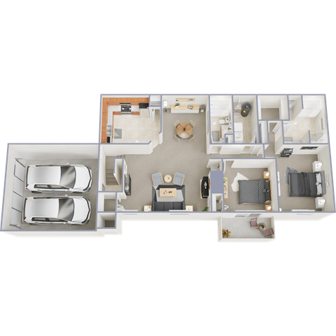 Floor plan for 2 beds, 2 baths, 1556 sqft