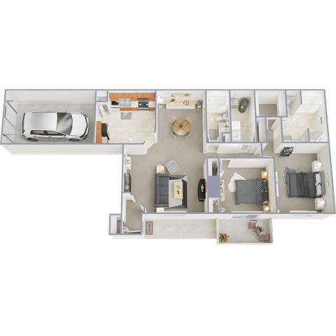 Floor plan for 2 beds, 2 baths, 1416 sqft
