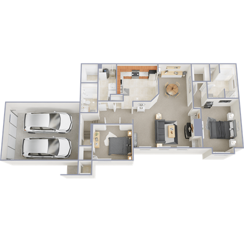 Floor plan for 2 beds, 2 baths, 1556 sqft